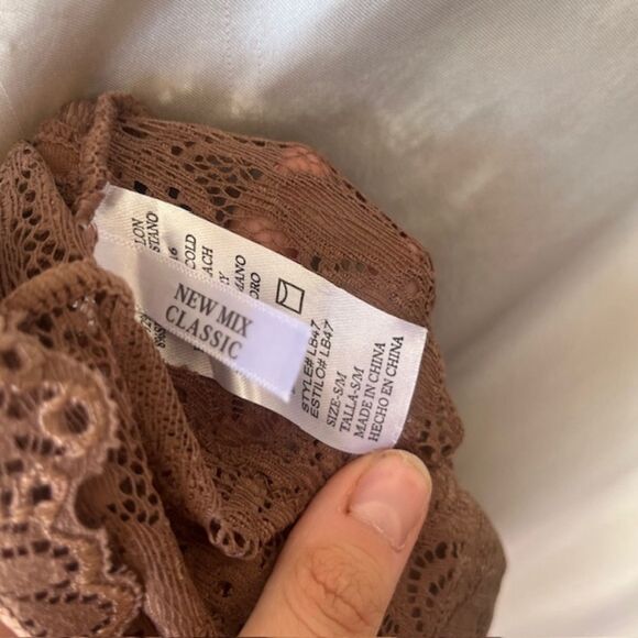 New mix classic brown lace short sleeve top - Picture 6 of 6